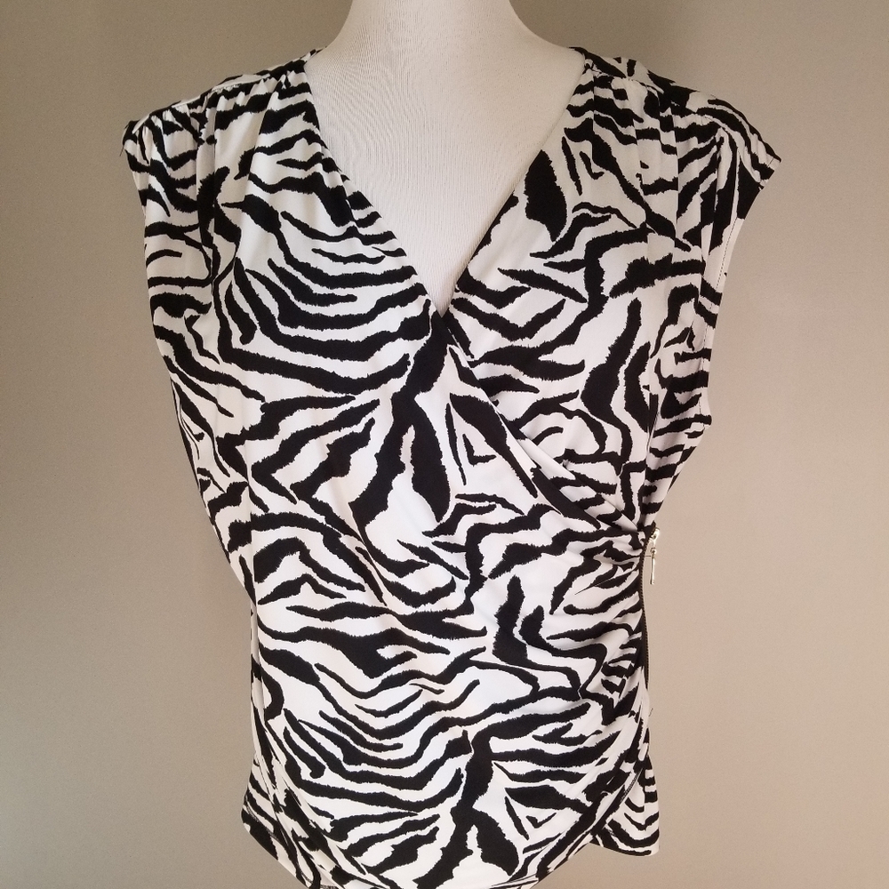 Ellen Tracy Zebra Print Blouse XL